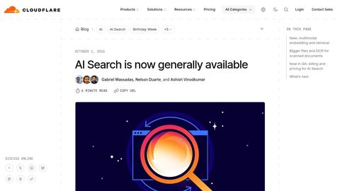 Cloudflare blog post announcing AI Search is generally available