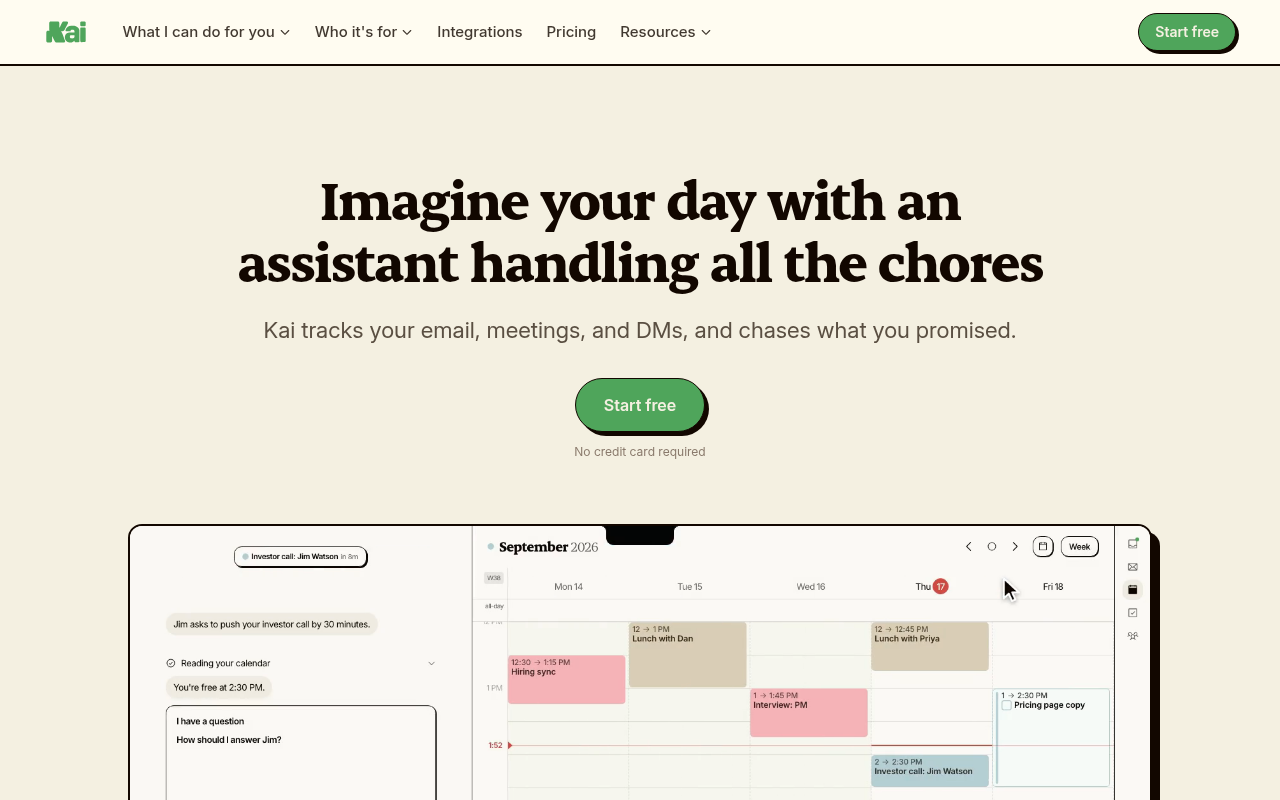 Kai homepage screenshot from hirekai.ai